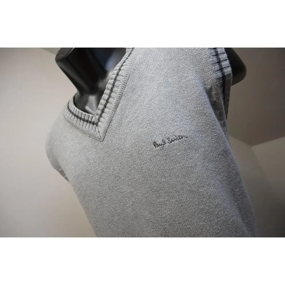 Paul Smith Knitted‎ Vest Gray V Neck Pullover Sweater Mens Size XL